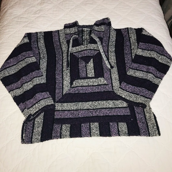 Woven Authentic Mexican Baja Hoodie Pullover Surf “Drug Rug” - Picture 3 of 7